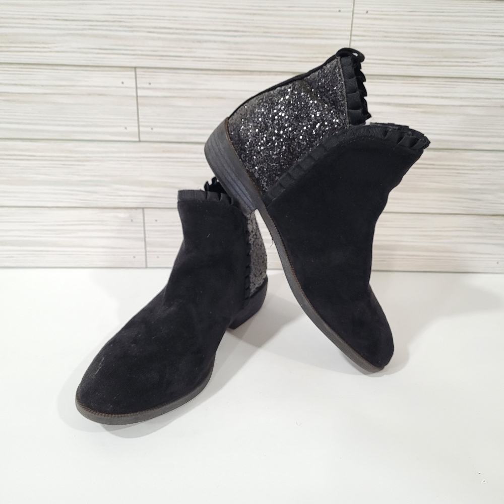 Girls Black Ankle Boots with Sequin